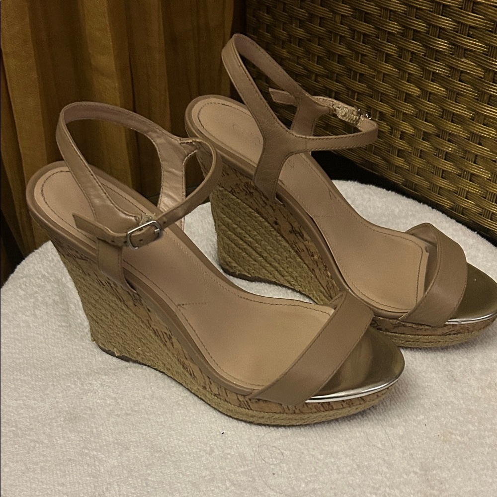 Charles David Beige Wedge Sandals